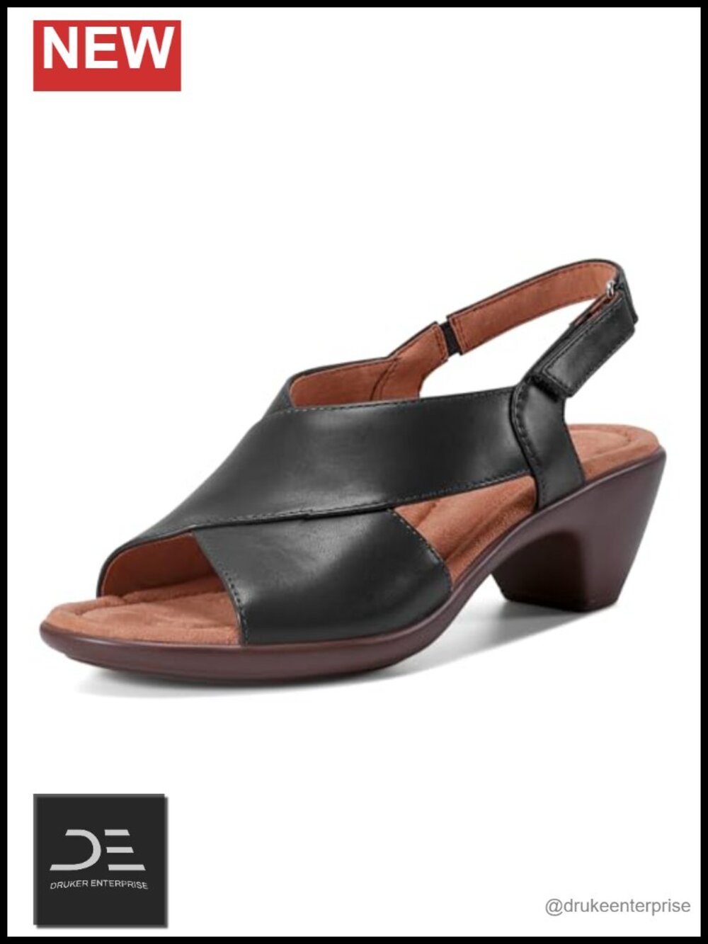 Easy Spirit Chantal Women's Leather Heeled Sandals Arch Support Block Heel